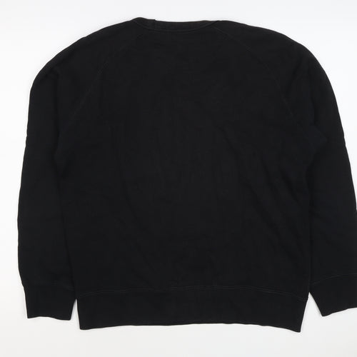 UNIQLO Men Black M Crew Neck Pullover Cotton Sweatshirt Classic