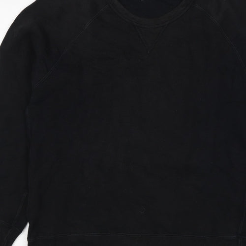 UNIQLO Men Black M Crew Neck Pullover Cotton Sweatshirt Classic