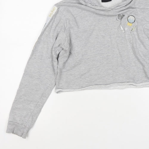 Harry Potter Girls Grey 15 Years Pullover Hoodie Graphic Print Crop