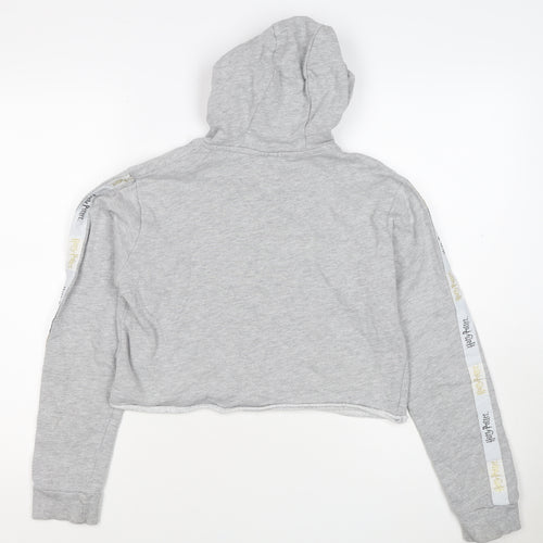 Harry Potter Girls Grey 15 Years Pullover Hoodie Graphic Print Crop