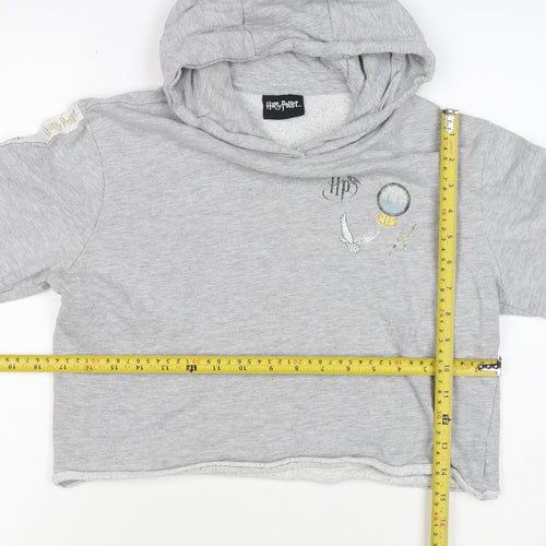 Harry Potter Girls Grey 15 Years Pullover Hoodie Graphic Print Crop