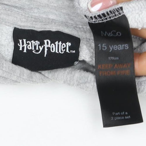 Harry Potter Girls Grey 15 Years Pullover Hoodie Graphic Print Crop
