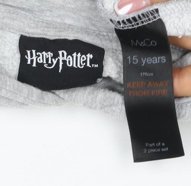 Harry Potter Girls Grey 15 Years Pullover Hoodie Graphic Print Crop
