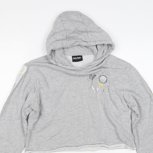 Harry Potter Girls Grey 15 Years Pullover Hoodie Graphic Print Crop