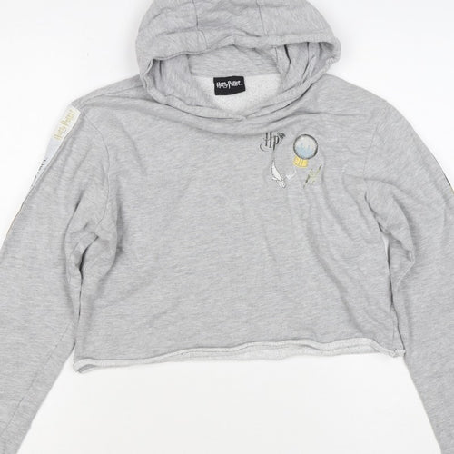 Harry Potter Girls Grey 15 Years Pullover Hoodie Graphic Print Crop