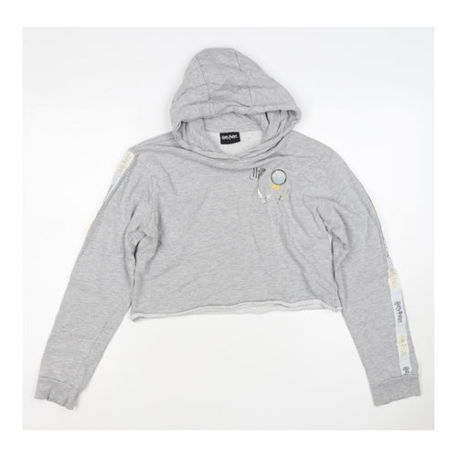 Harry Potter Girls Grey 15 Years Pullover Hoodie Graphic Print Crop
