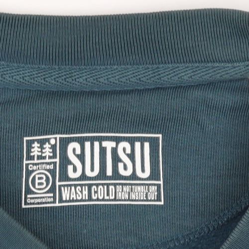 Sutsu Men’s Green XL Logo Graphic Print Crew Neck Pullover Sweatshirt