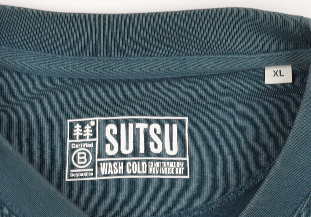 Sutsu Men’s Green XL Logo Graphic Print Crew Neck Pullover Sweatshirt