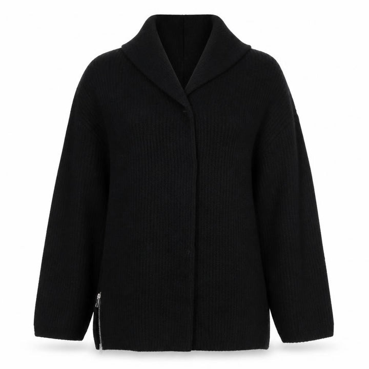 River Island Women Black L Cable Knit Open Cardigan Long Sleeve Zip