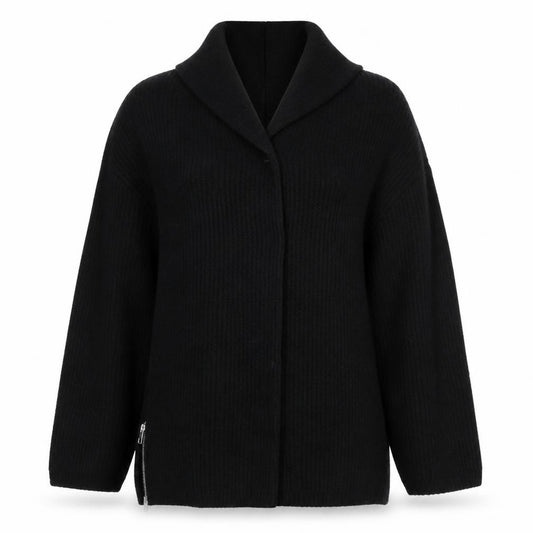 River Island Women Black L Cable Knit Open Cardigan Long Sleeve Zip