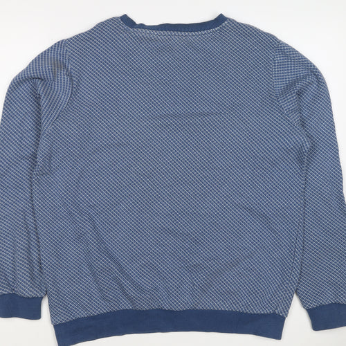 Wax London Men’s Blue M Geometric Knit Crew Neck Pullover Sweatshirt