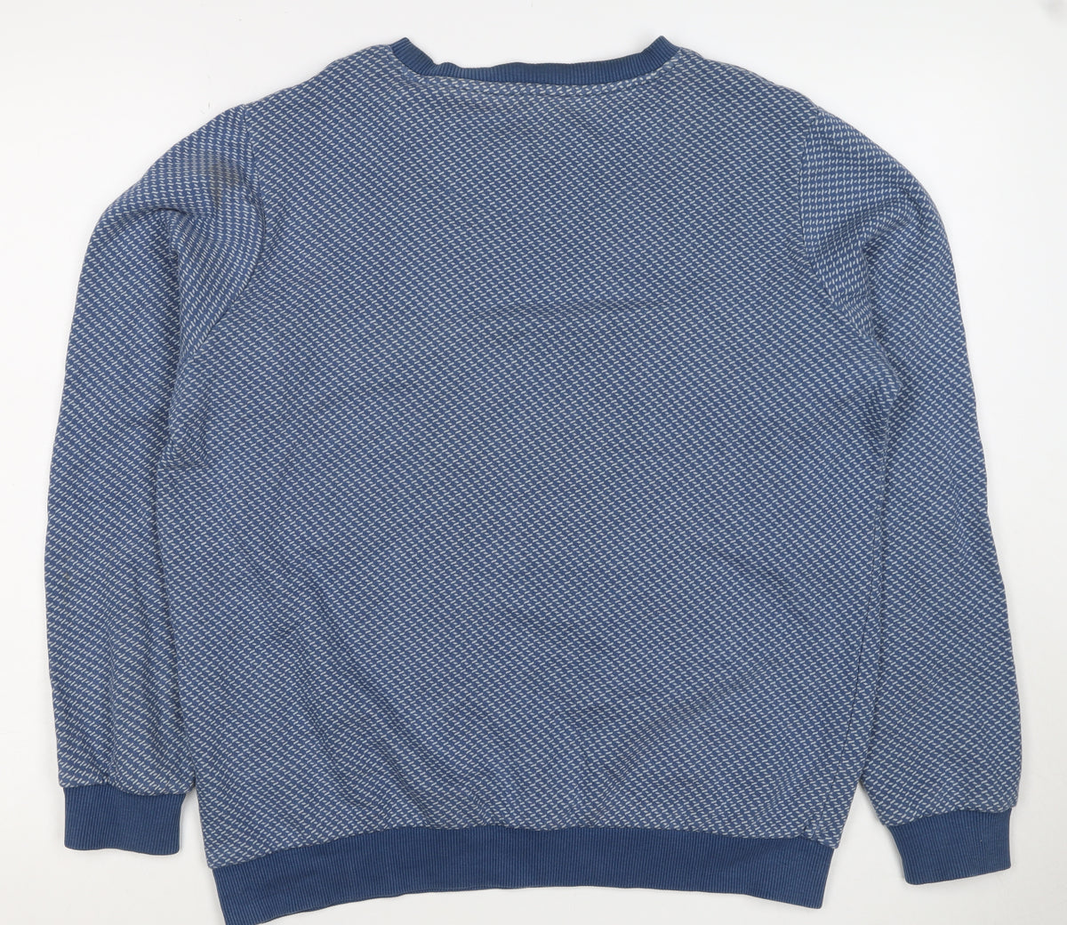 Wax London Men’s Blue M Geometric Knit Crew Neck Pullover Sweatshirt