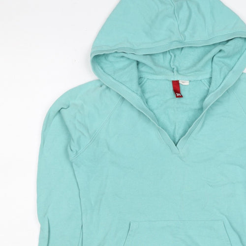 H&M Divided Women’s Blue UK 10 Pullover Hoodie V-Neck Kangaroo Pocket