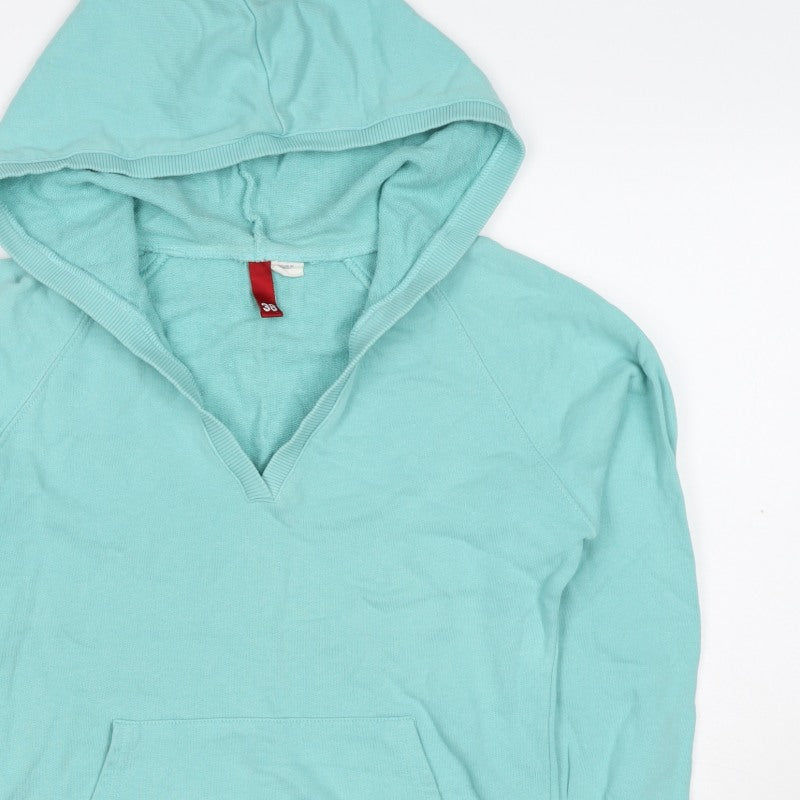 H&M Divided Women’s Blue UK 10 Pullover Hoodie V-Neck Kangaroo Pocket