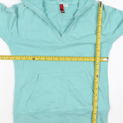 H&M Divided Women’s Blue UK 10 Pullover Hoodie V-Neck Kangaroo Pocket