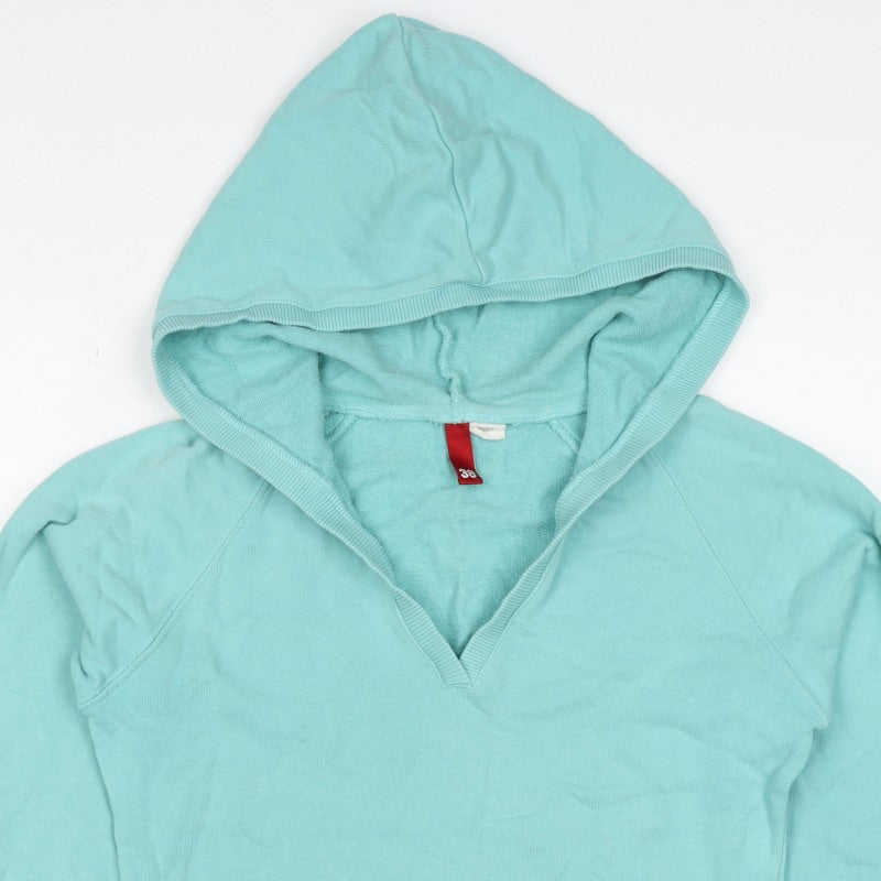 H&M Divided Women’s Blue UK 10 Pullover Hoodie V-Neck Kangaroo Pocket