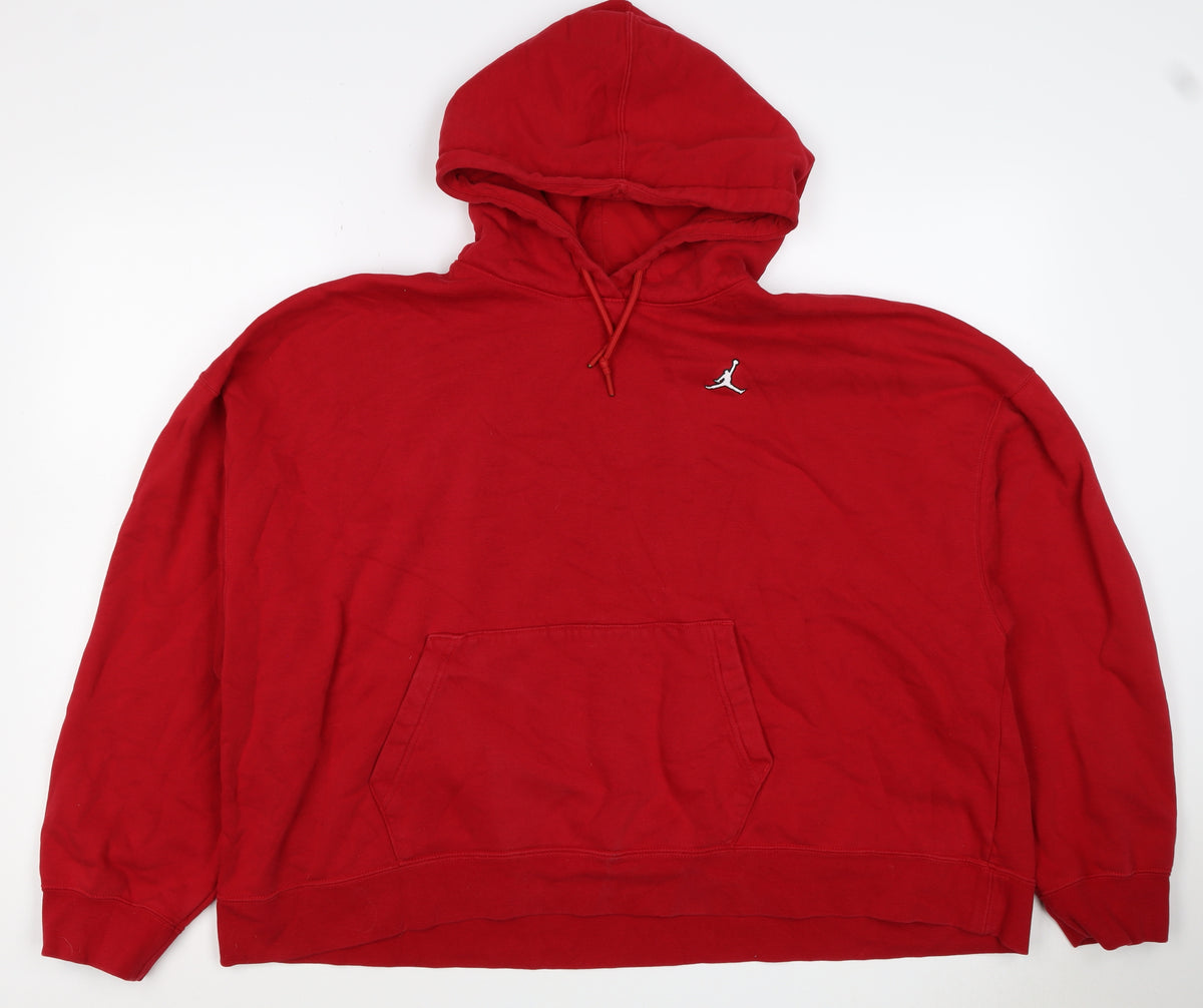 Back view of Jordan unisex adults red 2xl pullover hoodie logo fleece