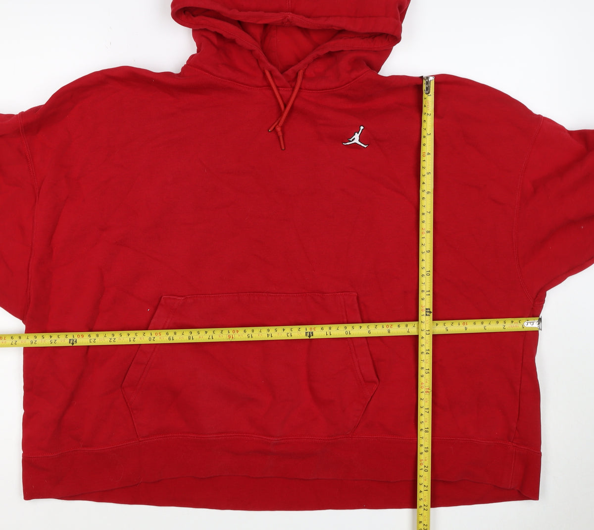 Brand and care label for Jordan unisex adults red 2xl pullover hoodie logo fleece