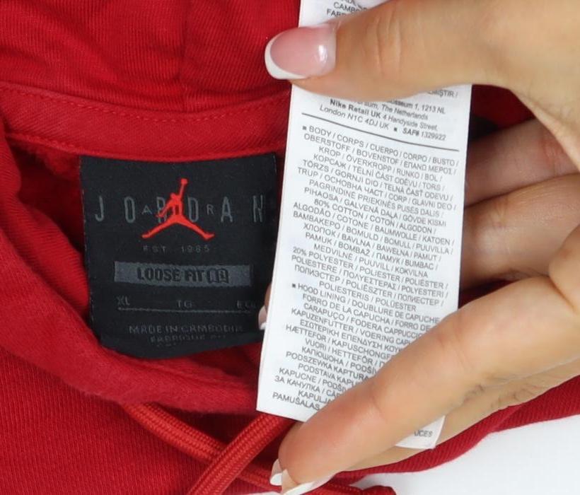 Additional view of Jordan unisex adults red 2xl pullover hoodie logo fleece
