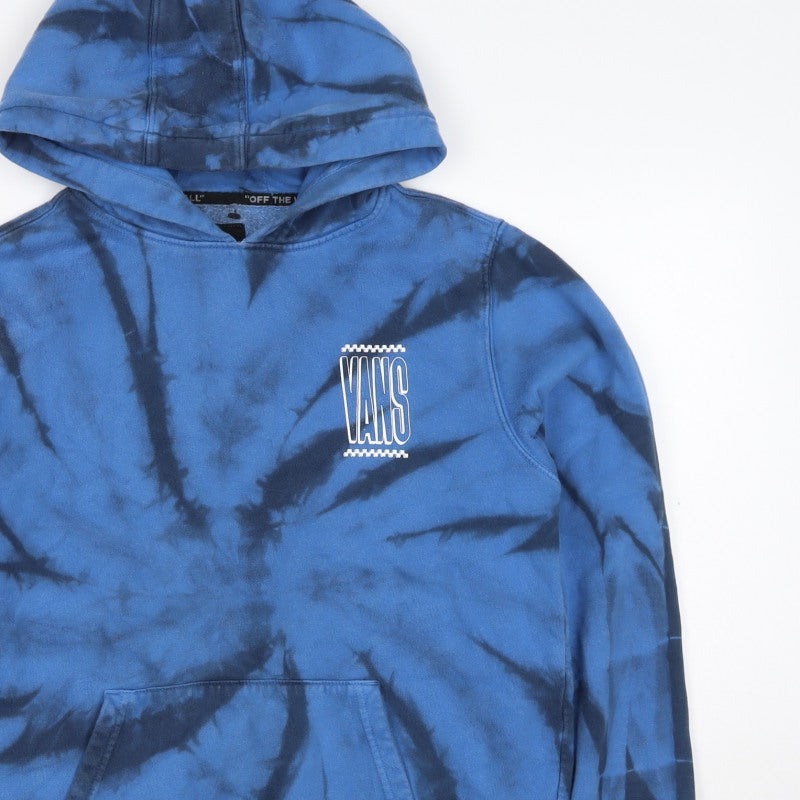 Additional view of Vans boys’ blue black tie dye pullover hoodie l logo kangaroo pocket