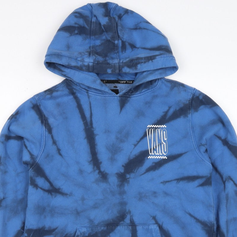 Additional view of Vans boys’ blue black tie dye pullover hoodie l logo kangaroo pocket