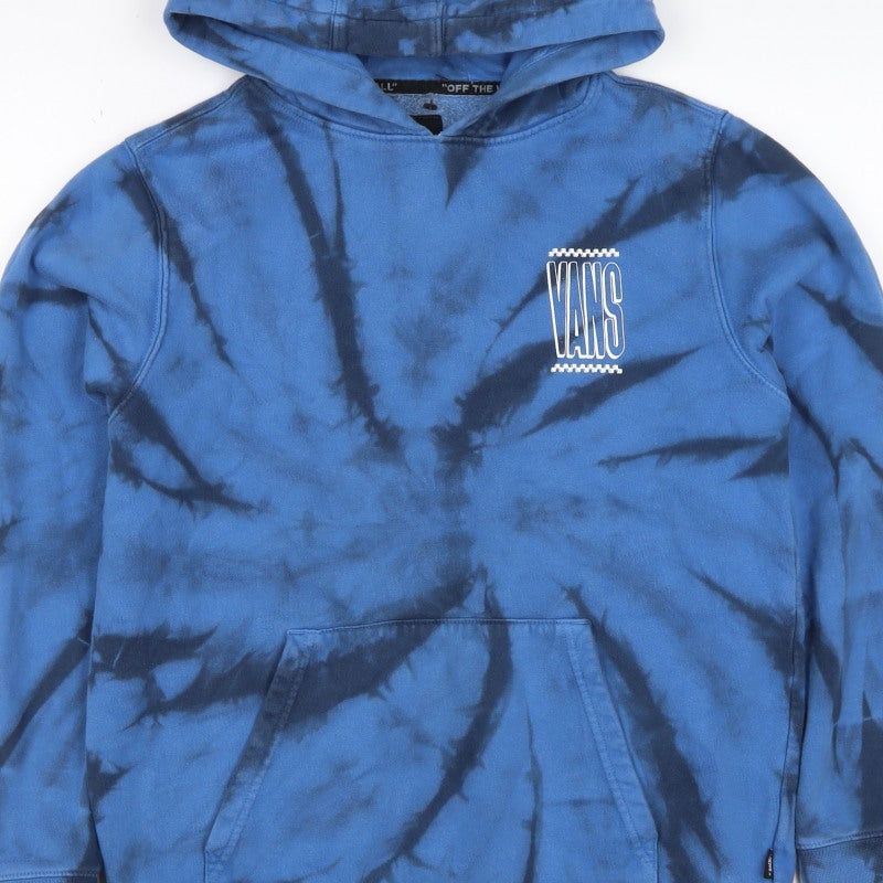 Additional view of Vans boys’ blue black tie dye pullover hoodie l logo kangaroo pocket