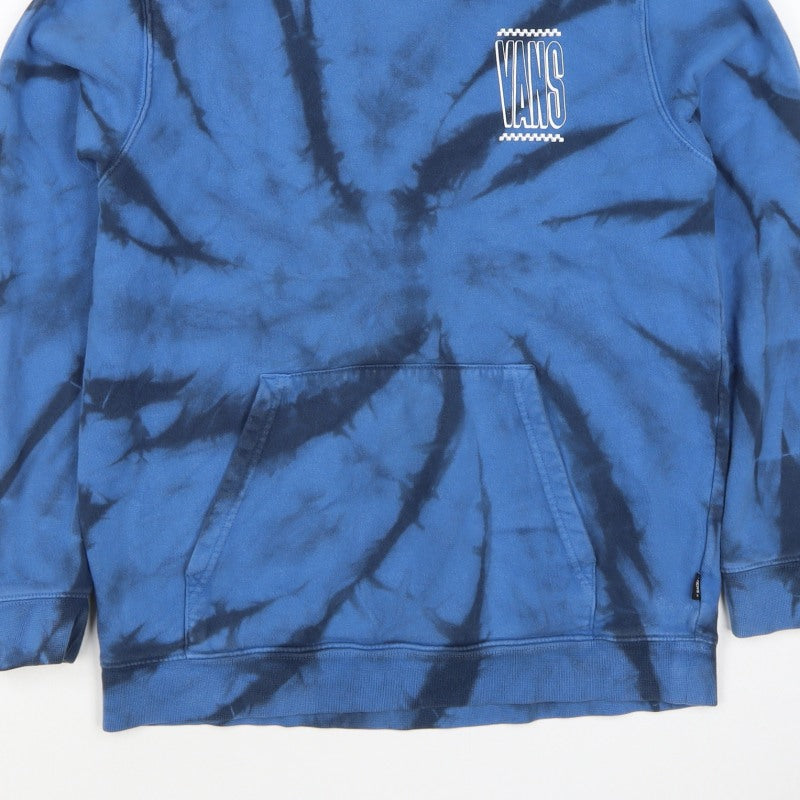 Additional view of Vans boys’ blue black tie dye pullover hoodie l logo kangaroo pocket