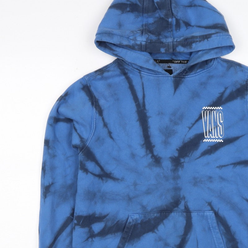 Additional view of Vans boys’ blue black tie dye pullover hoodie l logo kangaroo pocket