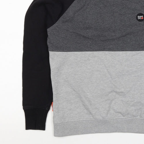 Superdry Men’s Grey Black M Colour Block Crew Neck Logo Sweatshirt
