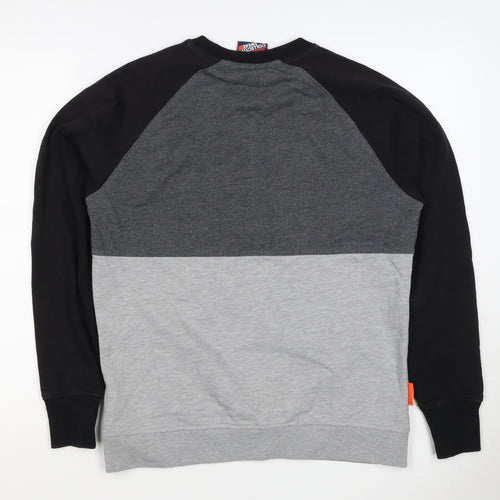 Superdry Men’s Grey Black M Colour Block Crew Neck Logo Sweatshirt