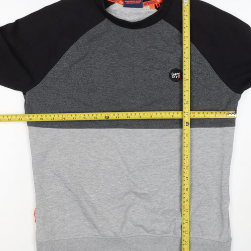 Superdry Men’s Grey Black M Colour Block Crew Neck Logo Sweatshirt