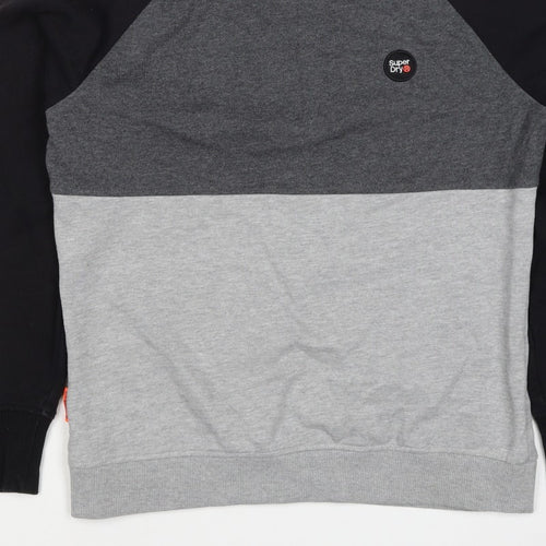 Superdry Men’s Grey Black M Colour Block Crew Neck Logo Sweatshirt