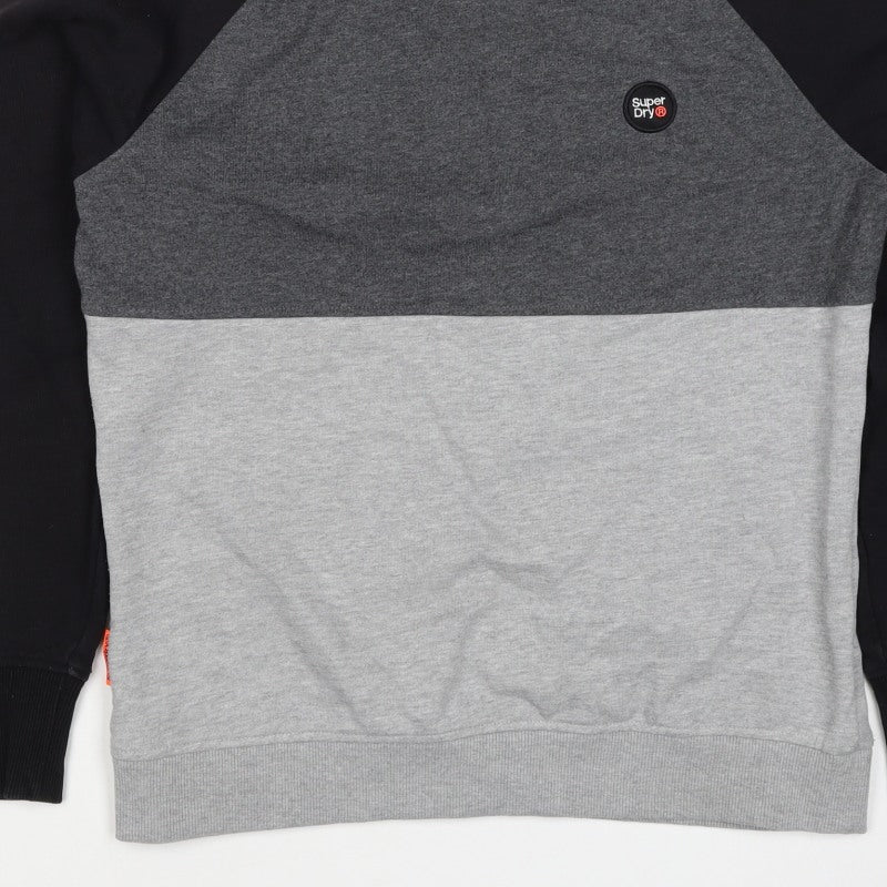 Superdry Men’s Grey Black M Colour Block Crew Neck Logo Sweatshirt