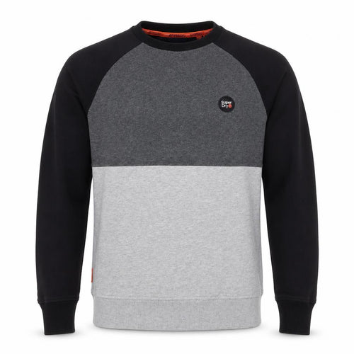 Superdry Men’s Grey Black M Colour Block Crew Neck Logo Sweatshirt