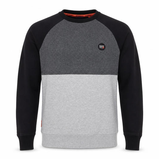 Superdry Men’s Grey Black M Colour Block Crew Neck Logo Sweatshirt
