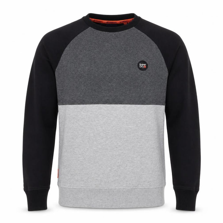 Superdry Men’s Grey Black M Colour Block Crew Neck Logo Sweatshirt