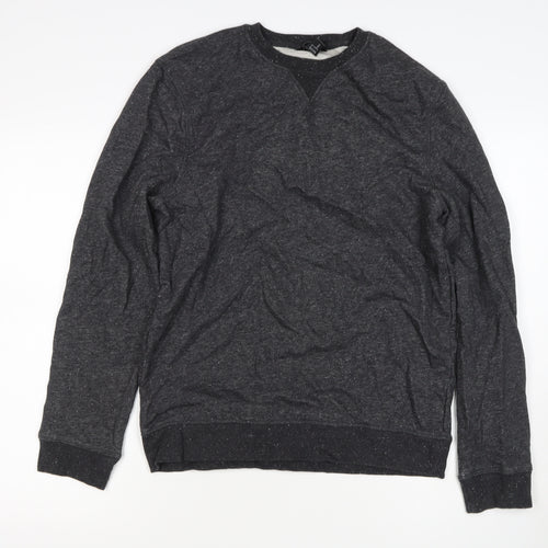 H&M Men’s Black Marl M Crew Neck Pullover Sweatshirt Cotton Blend