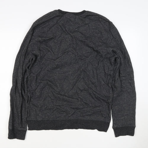 H&M Men’s Black Marl M Crew Neck Pullover Sweatshirt Cotton Blend