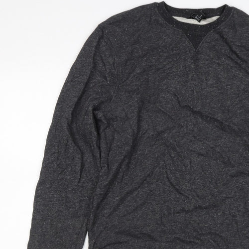 H&M Men’s Black Marl M Crew Neck Pullover Sweatshirt Cotton Blend
