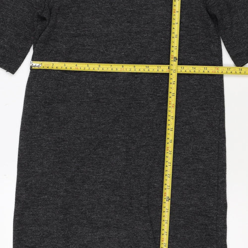 Adrianne Vittadini Women Grey Size S Knit Button Back Jumper Dress