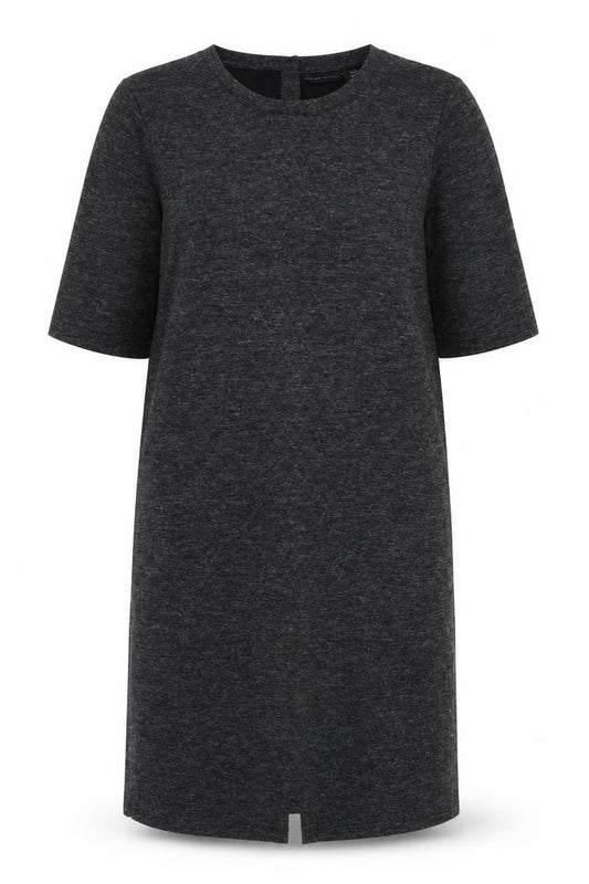 Front view of Adrianne Vittadini Women Grey, size S, Knit Button Back Jumper Dress