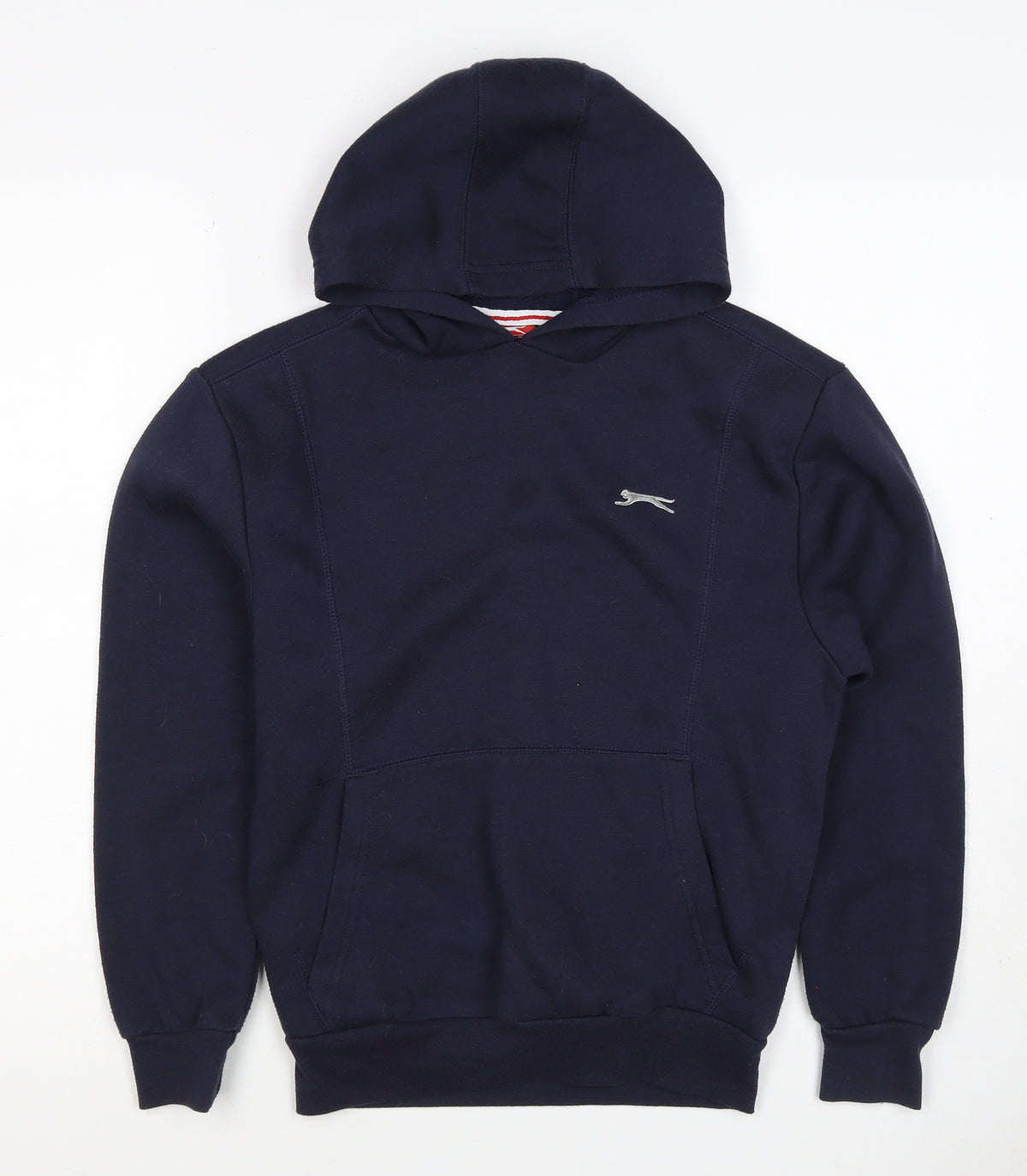 Back view of Slazenger boys’ blue 11-12 years pullover hoodie logo fleece
