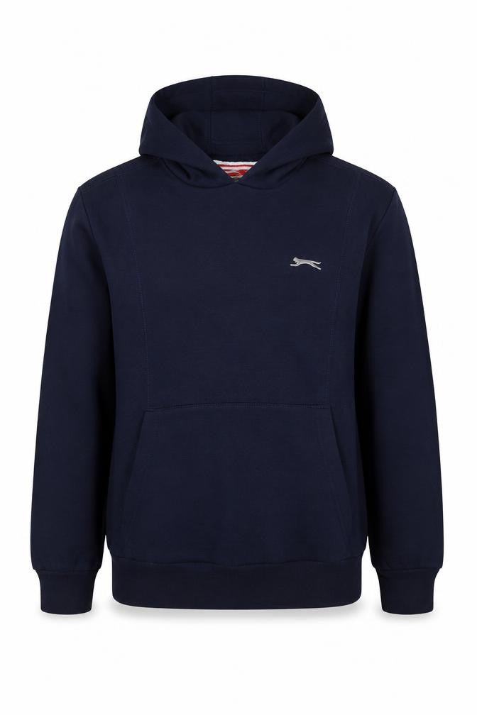 Front view of Slazenger boys’ blue 11-12 years pullover hoodie logo fleece