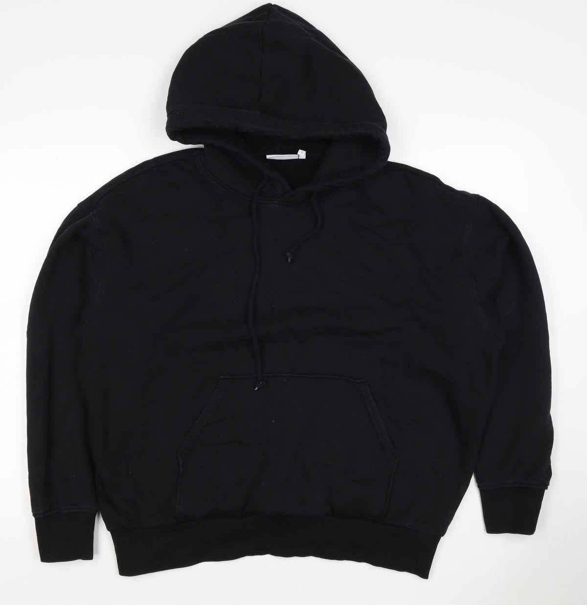 Weekday Women's Black Size S Pullover Hoodie Drawstring Kangaroo Pocket