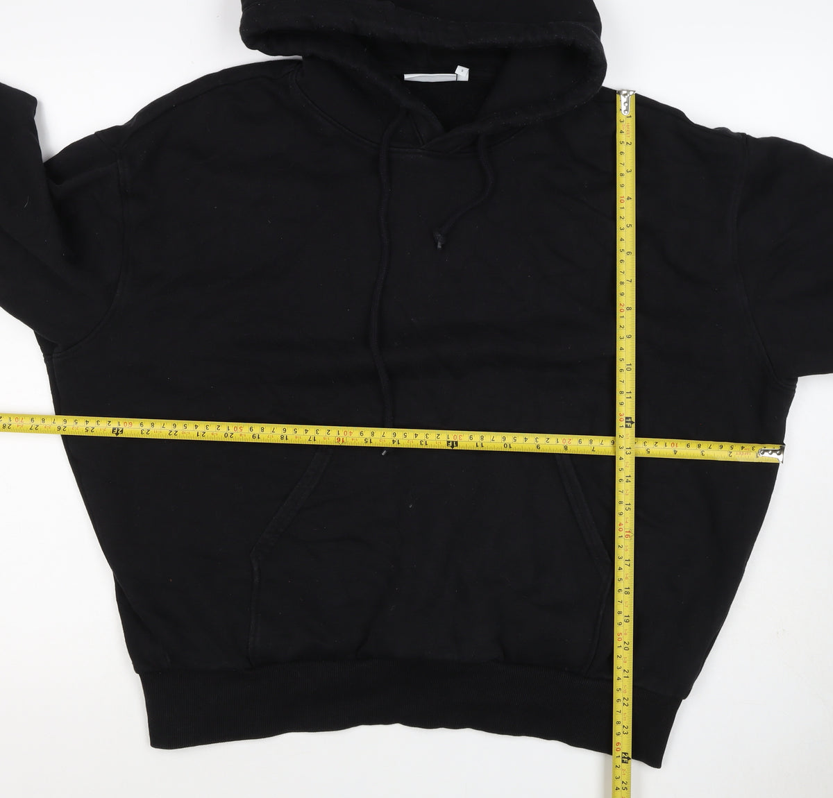 Weekday Women's Black Size S Pullover Hoodie Drawstring Kangaroo Pocket