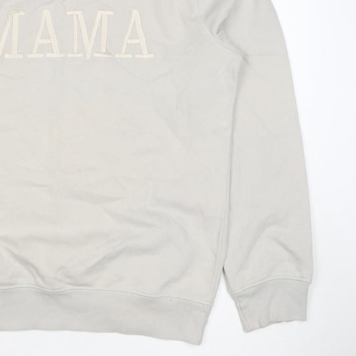 Rock On Ruby Women’s Beige MAMA Embroidered Crew Neck Sweatshirt M