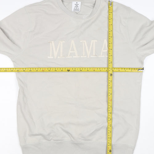 Rock On Ruby Women’s Beige MAMA Embroidered Crew Neck Sweatshirt M
