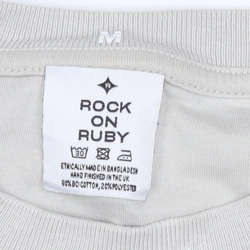 Rock On Ruby Women’s Beige MAMA Embroidered Crew Neck Sweatshirt M