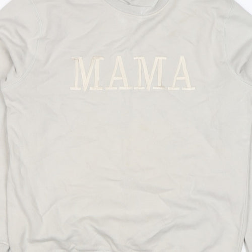 Rock On Ruby Women’s Beige MAMA Embroidered Crew Neck Sweatshirt M