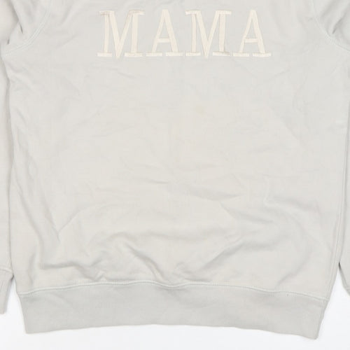 Rock On Ruby Women’s Beige MAMA Embroidered Crew Neck Sweatshirt M